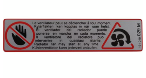 Naklejka ostrzegawcza wentylatora T3