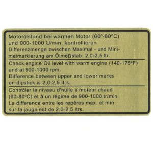 Naklejka poziomu oleju silnikowego Porsche 911