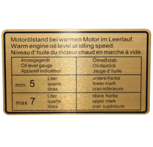 Naklejka poziomu oleju silnikowego Porsche 911