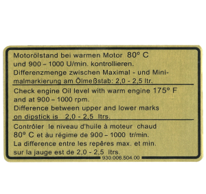 Naklejka poziomu oleju silnik Porsche 911 77-80