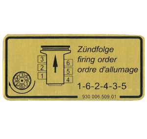 Naklejka kolejności zapłonu Porsche 911 3.2 83-89
