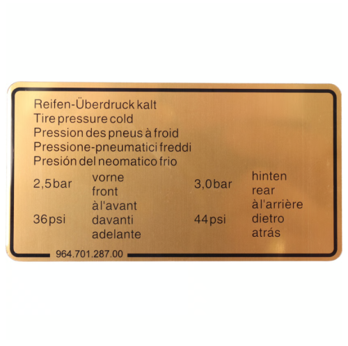 Naklejka ciśnienia powietrza w oponach 911 88-94