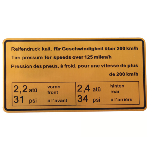 Naklejka ciśnienia powietrza w oponach 200 911