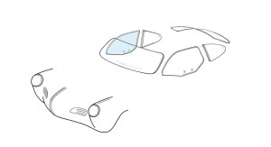 Szyba drzwi prawych bezbarwna T14 Coupe 59-