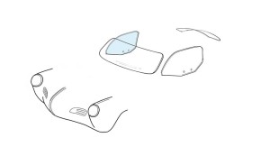 Szyba drzwi prawych bezbarwna T14 Cabrio 60-